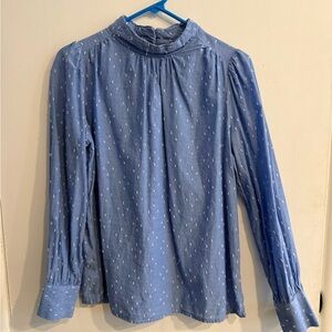 LOFT Blue Blouse with Subtle Pattern